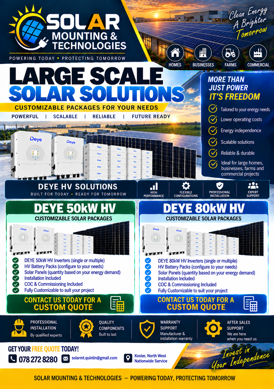Large scale custom solar solutions